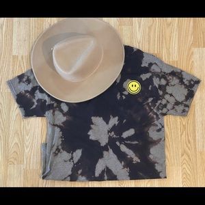 Black acid wash smiley face tshirt